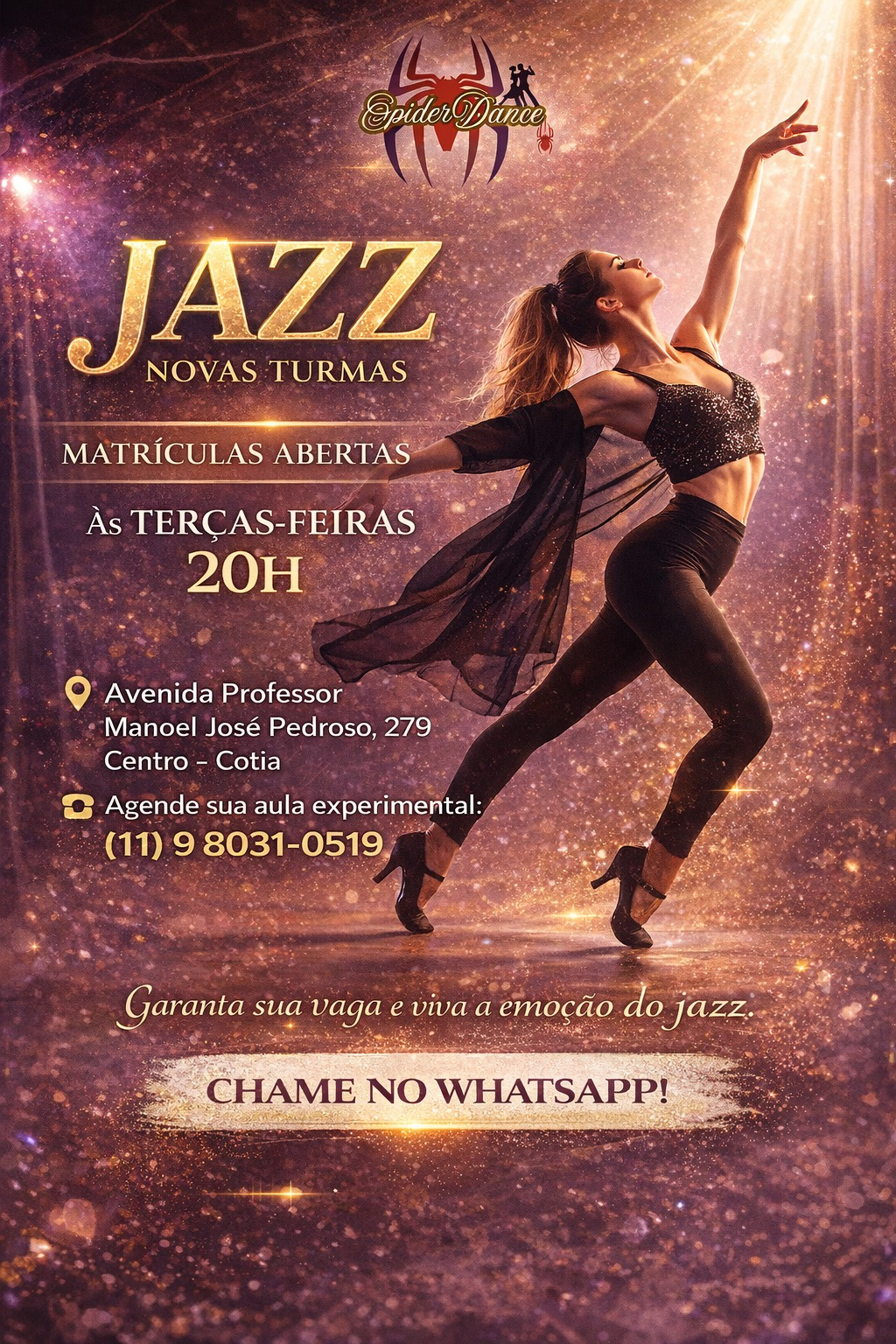 Poster da aula Jazz - Novas Turmas